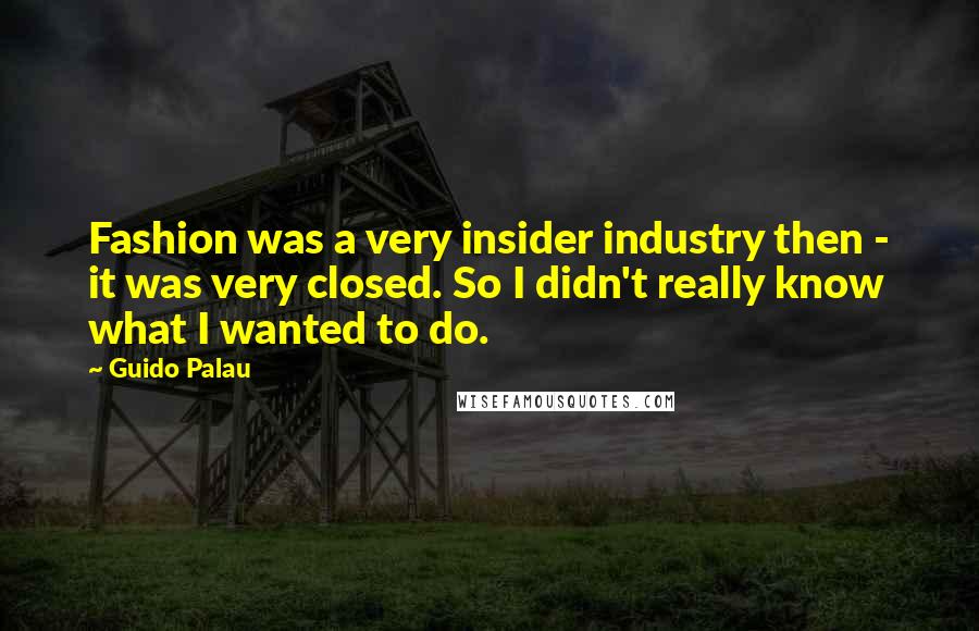 Guido Palau Quotes: Fashion was a very insider industry then - it was very closed. So I didn't really know what I wanted to do.