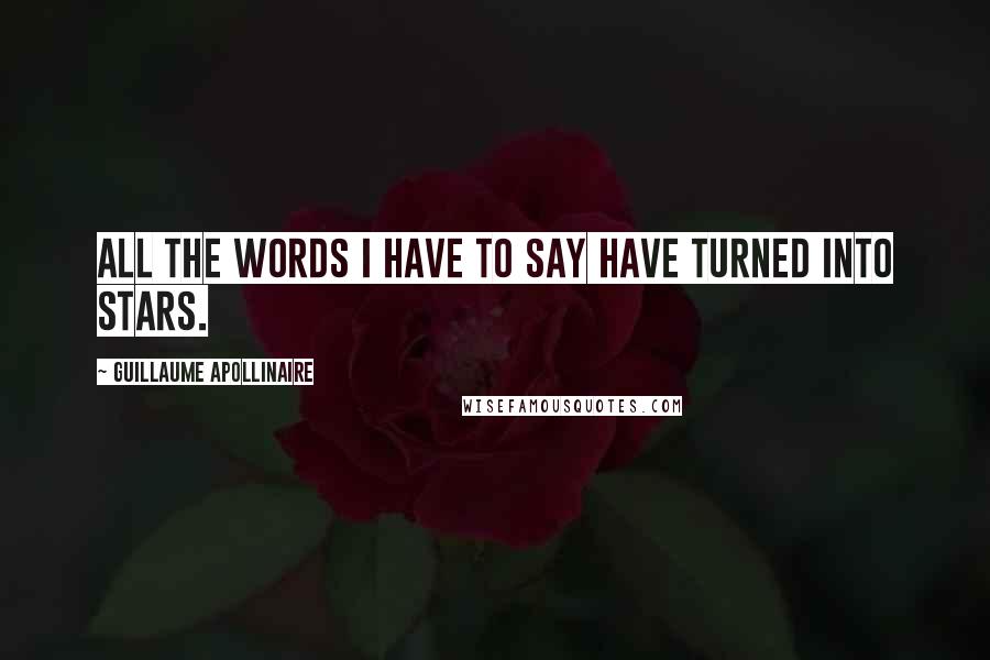 Guillaume Apollinaire Quotes: All the words I have to say have turned into stars.