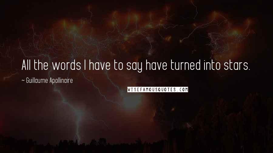 Guillaume Apollinaire Quotes: All the words I have to say have turned into stars.