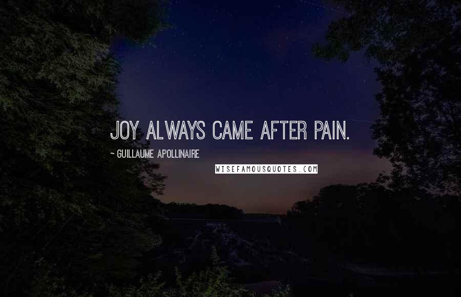 Guillaume Apollinaire Quotes: Joy always came after pain.