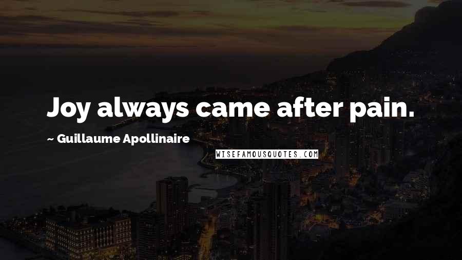 Guillaume Apollinaire Quotes: Joy always came after pain.