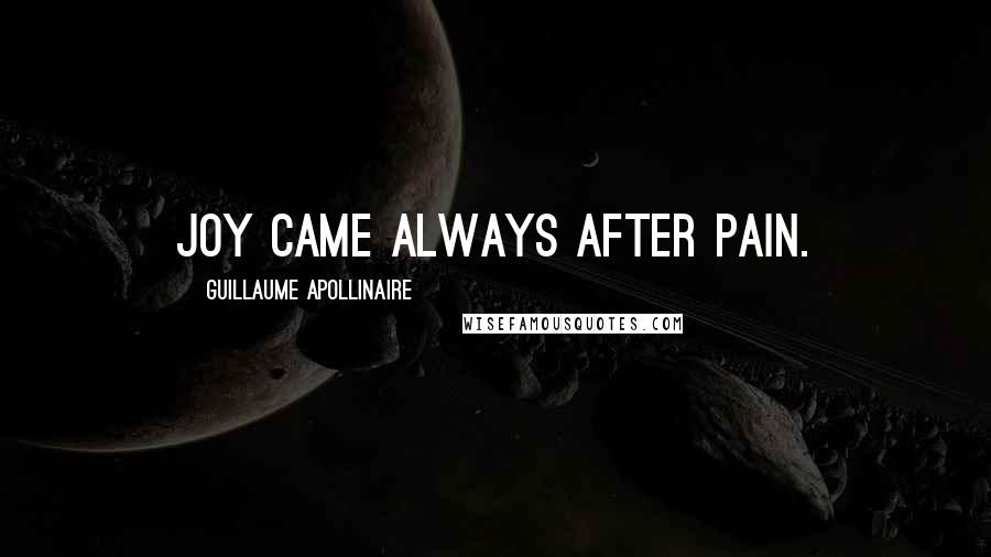 Guillaume Apollinaire Quotes: Joy came always after pain.