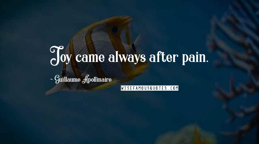 Guillaume Apollinaire Quotes: Joy came always after pain.