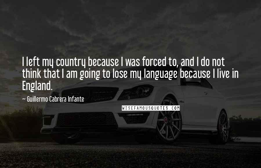 Guillermo Cabrera Infante Quotes: I left my country because I was forced to, and I do not think that I am going to lose my language because I live in England.