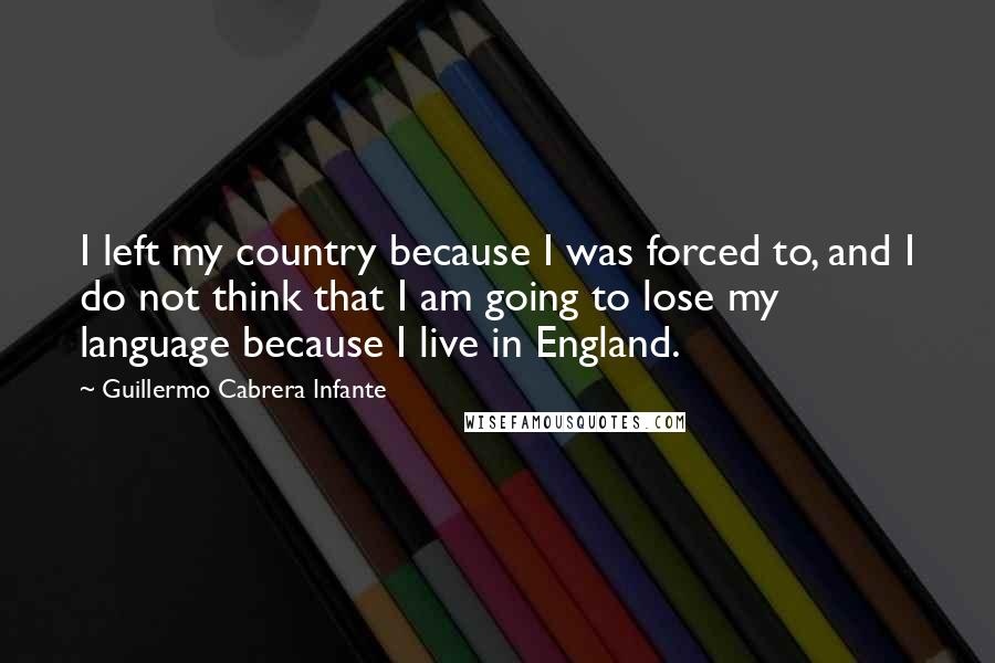 Guillermo Cabrera Infante Quotes: I left my country because I was forced to, and I do not think that I am going to lose my language because I live in England.