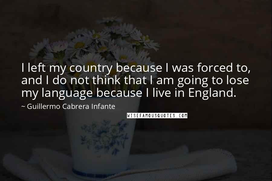 Guillermo Cabrera Infante Quotes: I left my country because I was forced to, and I do not think that I am going to lose my language because I live in England.