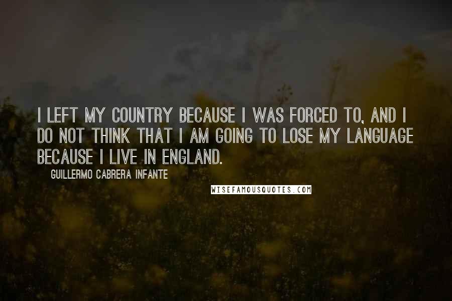 Guillermo Cabrera Infante Quotes: I left my country because I was forced to, and I do not think that I am going to lose my language because I live in England.