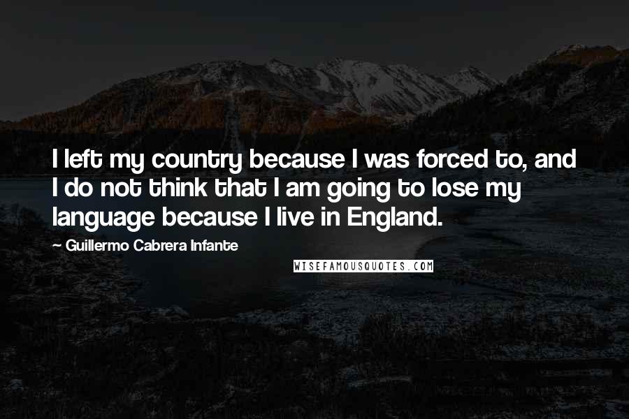 Guillermo Cabrera Infante Quotes: I left my country because I was forced to, and I do not think that I am going to lose my language because I live in England.