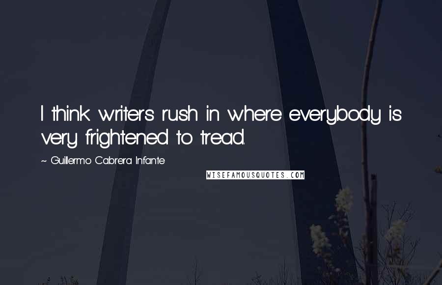Guillermo Cabrera Infante Quotes: I think writers rush in where everybody is very frightened to tread.