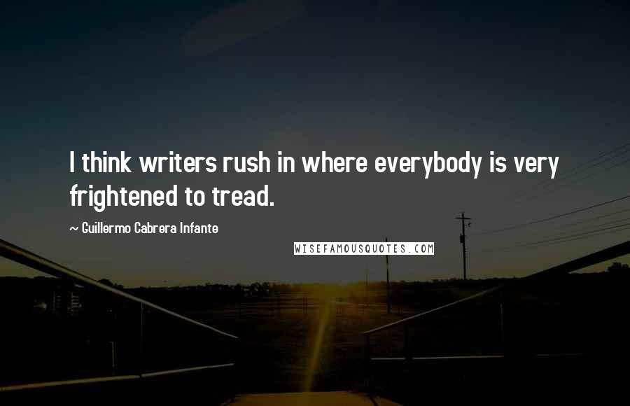 Guillermo Cabrera Infante Quotes: I think writers rush in where everybody is very frightened to tread.
