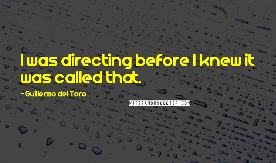 Guillermo Del Toro Quotes: I was directing before I knew it was called that.