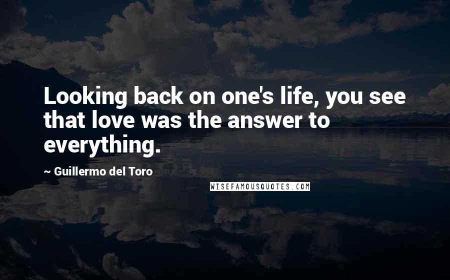 Guillermo Del Toro Quotes: Looking back on one's life, you see that love was the answer to everything.