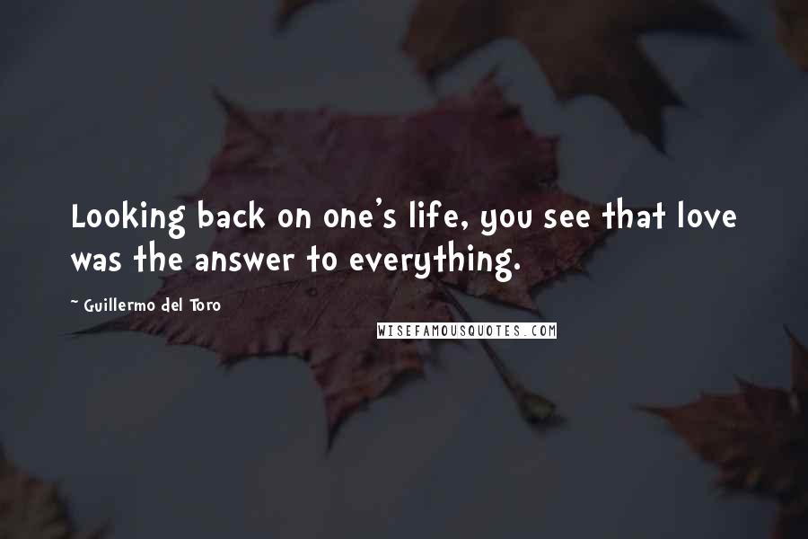 Guillermo Del Toro Quotes: Looking back on one's life, you see that love was the answer to everything.
