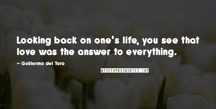 Guillermo Del Toro Quotes: Looking back on one's life, you see that love was the answer to everything.
