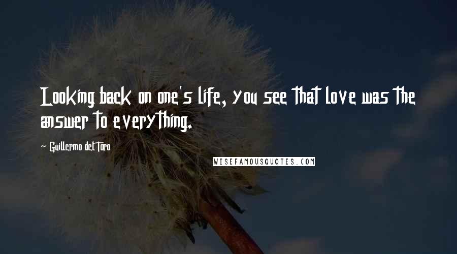 Guillermo Del Toro Quotes: Looking back on one's life, you see that love was the answer to everything.