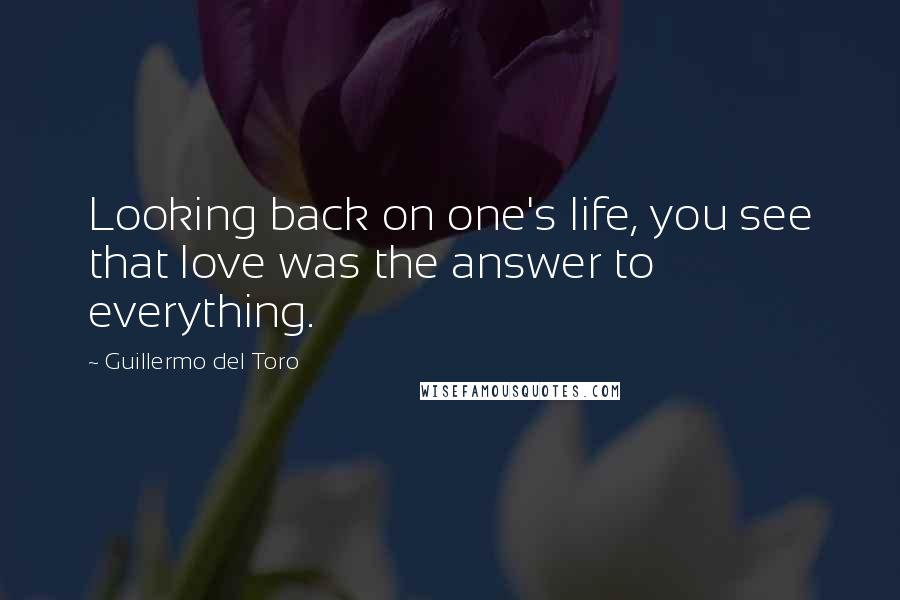 Guillermo Del Toro Quotes: Looking back on one's life, you see that love was the answer to everything.