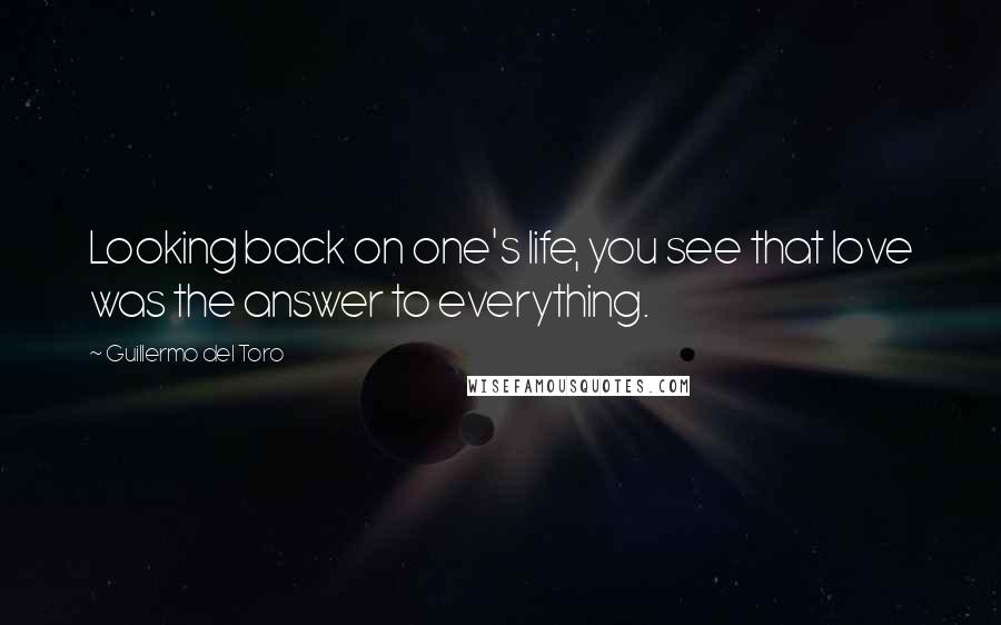 Guillermo Del Toro Quotes: Looking back on one's life, you see that love was the answer to everything.