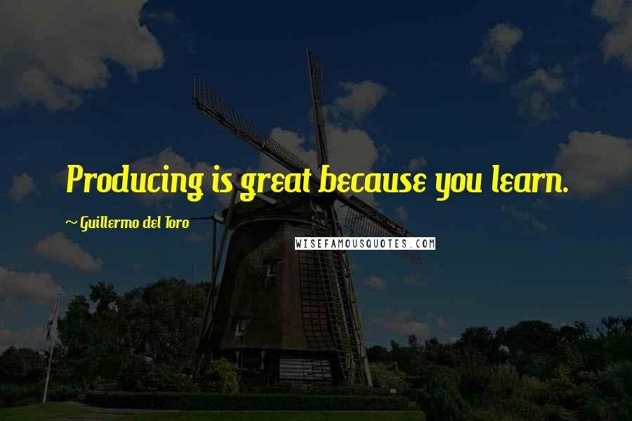 Guillermo Del Toro Quotes: Producing is great because you learn.