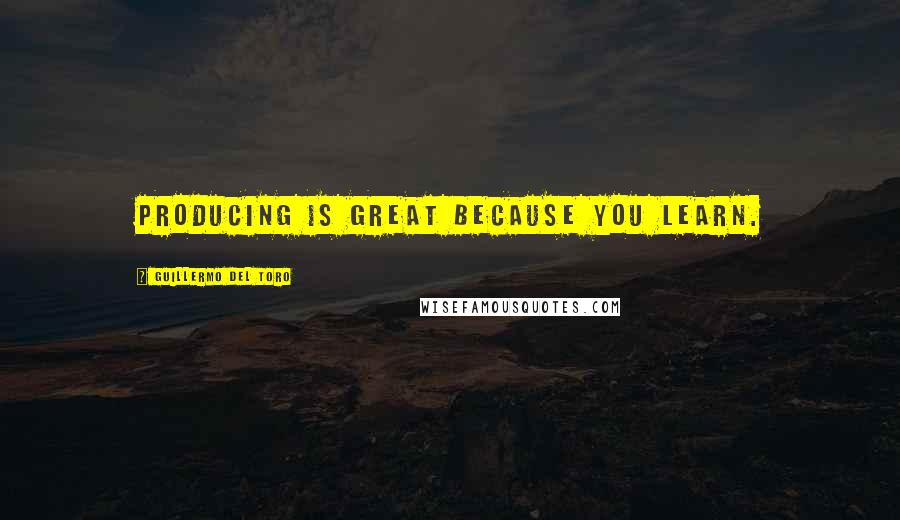 Guillermo Del Toro Quotes: Producing is great because you learn.