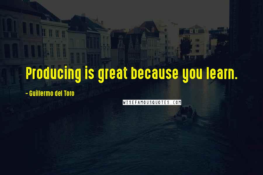 Guillermo Del Toro Quotes: Producing is great because you learn.