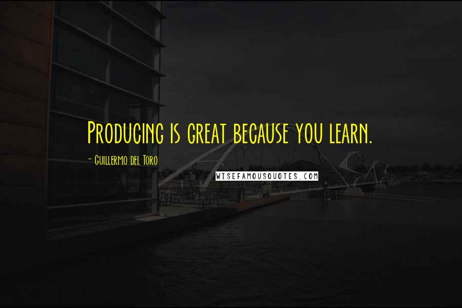 Guillermo Del Toro Quotes: Producing is great because you learn.