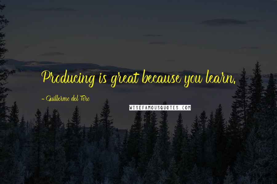 Guillermo Del Toro Quotes: Producing is great because you learn.