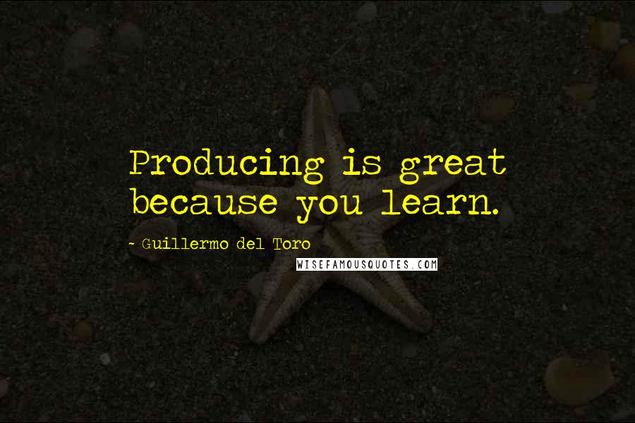 Guillermo Del Toro Quotes: Producing is great because you learn.