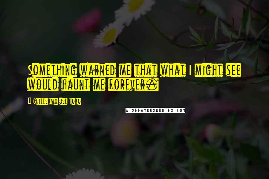 Guillermo Del Toro Quotes: Something warned me that what I might see would haunt me forever.