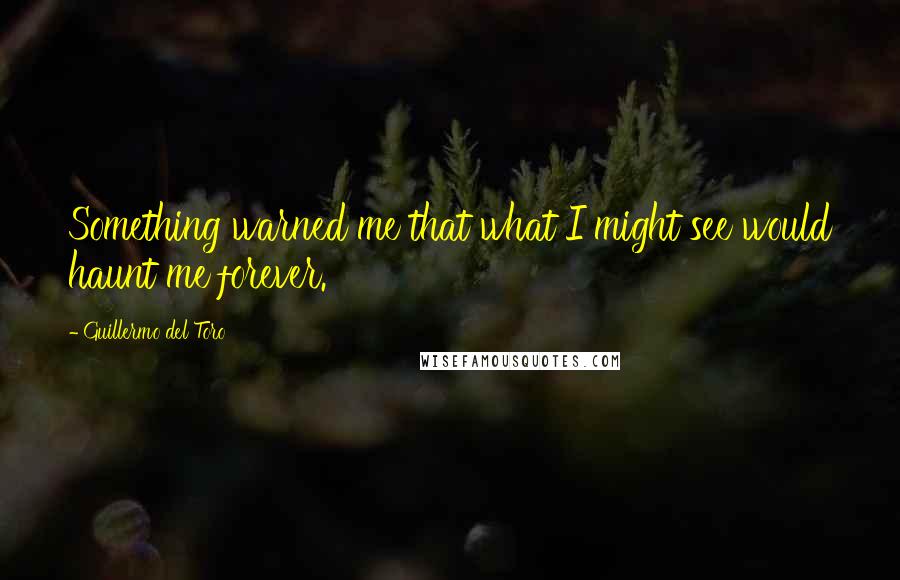 Guillermo Del Toro Quotes: Something warned me that what I might see would haunt me forever.