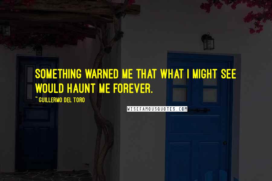 Guillermo Del Toro Quotes: Something warned me that what I might see would haunt me forever.