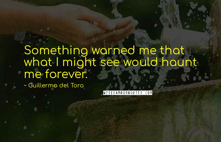 Guillermo Del Toro Quotes: Something warned me that what I might see would haunt me forever.