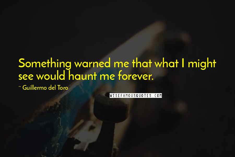 Guillermo Del Toro Quotes: Something warned me that what I might see would haunt me forever.