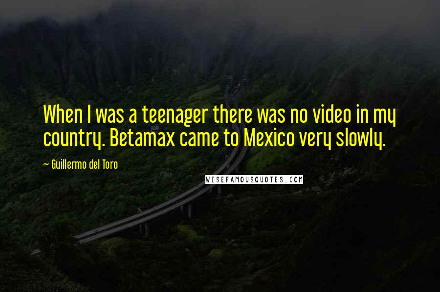 Guillermo Del Toro Quotes: When I was a teenager there was no video in my country. Betamax came to Mexico very slowly.