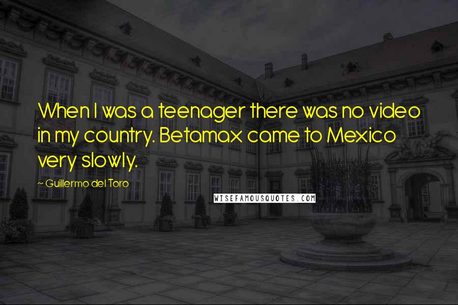 Guillermo Del Toro Quotes: When I was a teenager there was no video in my country. Betamax came to Mexico very slowly.