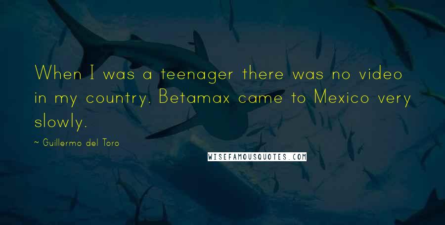 Guillermo Del Toro Quotes: When I was a teenager there was no video in my country. Betamax came to Mexico very slowly.