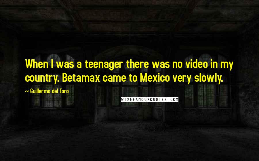 Guillermo Del Toro Quotes: When I was a teenager there was no video in my country. Betamax came to Mexico very slowly.