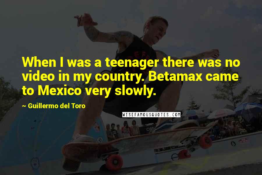 Guillermo Del Toro Quotes: When I was a teenager there was no video in my country. Betamax came to Mexico very slowly.