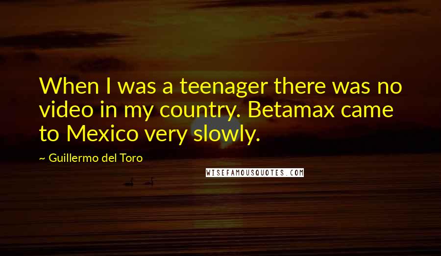 Guillermo Del Toro Quotes: When I was a teenager there was no video in my country. Betamax came to Mexico very slowly.