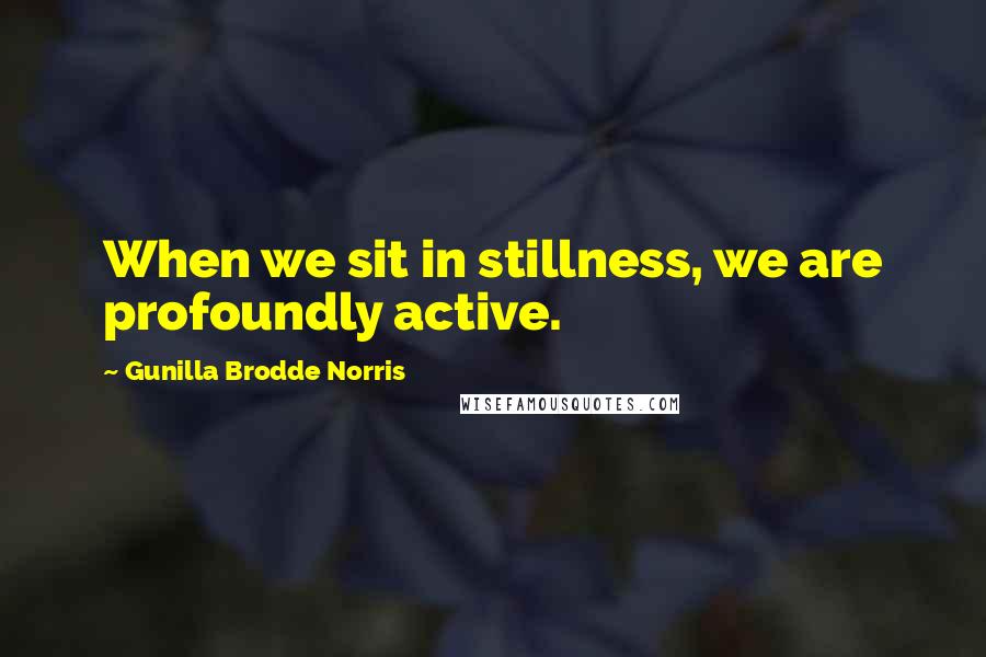 Gunilla Brodde Norris Quotes: When we sit in stillness, we are profoundly active.