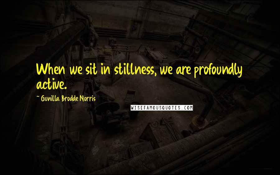 Gunilla Brodde Norris Quotes: When we sit in stillness, we are profoundly active.