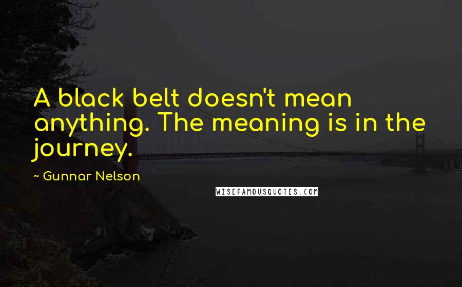 Gunnar Nelson Quotes: A black belt doesn't mean anything. The meaning is in the journey.