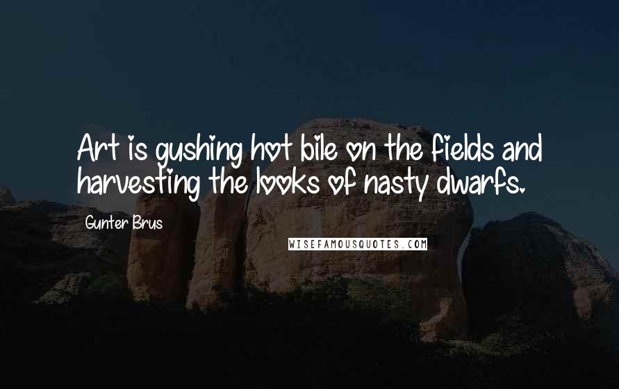 Gunter Brus Quotes: Art is gushing hot bile on the fields and harvesting the looks of nasty dwarfs.
