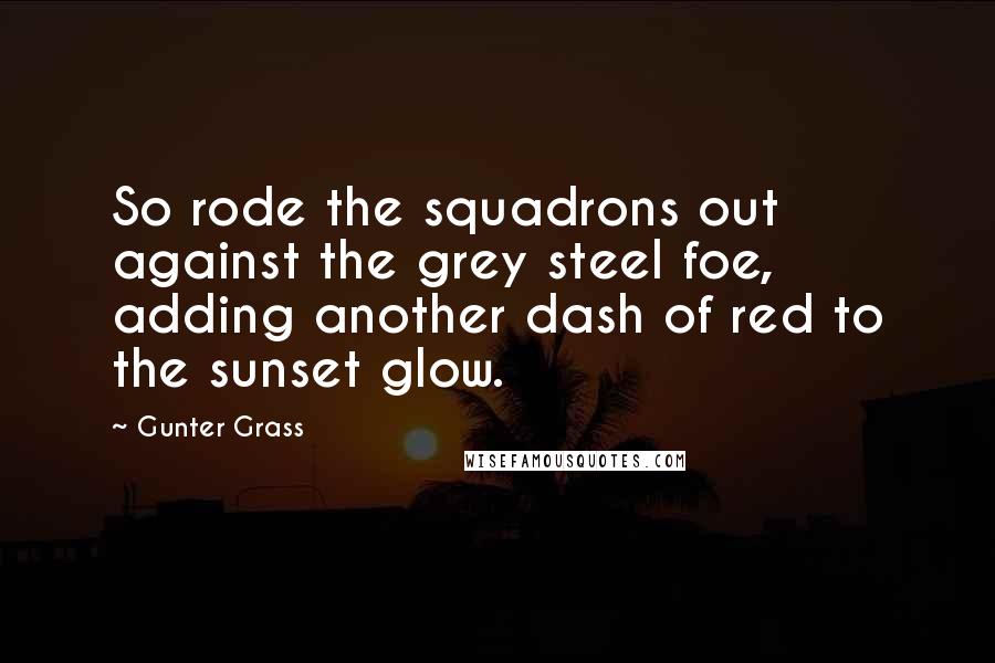 Gunter Grass Quotes: So rode the squadrons out against the grey steel foe, adding another dash of red to the sunset glow.