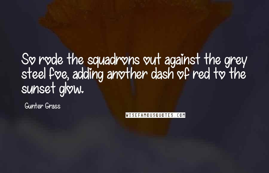 Gunter Grass Quotes: So rode the squadrons out against the grey steel foe, adding another dash of red to the sunset glow.
