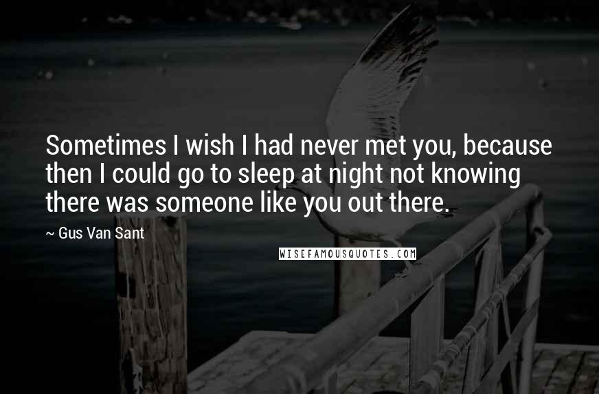 Gus Van Sant Quotes: Sometimes I wish I had never met you, because then I could go to sleep at night not knowing there was someone like you out there.