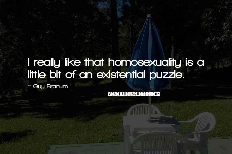 Guy Branum Quotes: I really like that homosexuality is a little bit of an existential puzzle.
