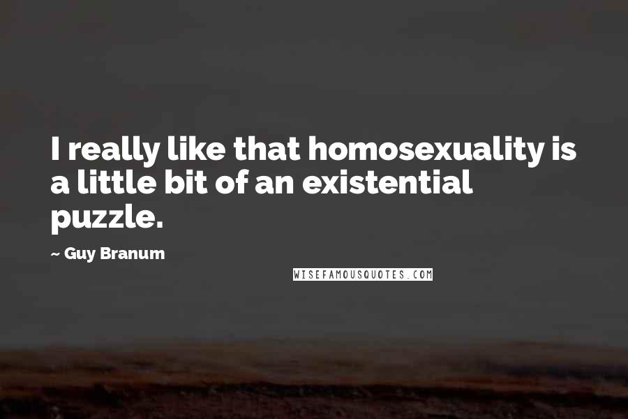Guy Branum Quotes: I really like that homosexuality is a little bit of an existential puzzle.