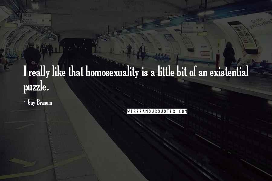 Guy Branum Quotes: I really like that homosexuality is a little bit of an existential puzzle.