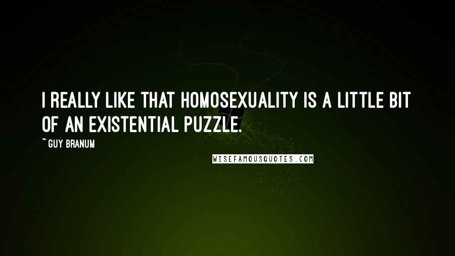 Guy Branum Quotes: I really like that homosexuality is a little bit of an existential puzzle.