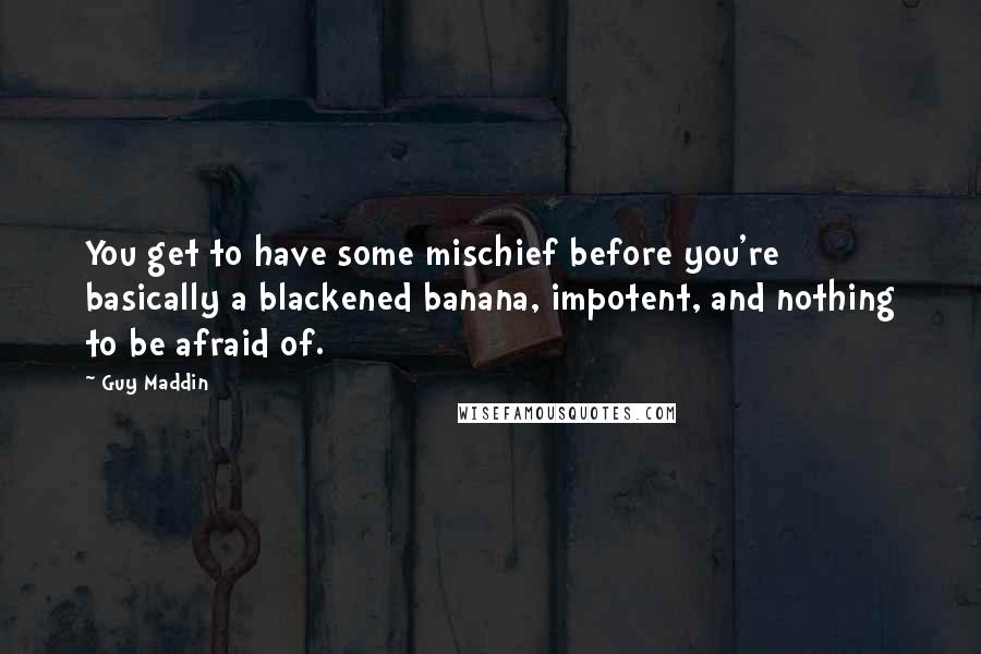 Guy Maddin Quotes: You get to have some mischief before you're basically a blackened banana, impotent, and nothing to be afraid of.